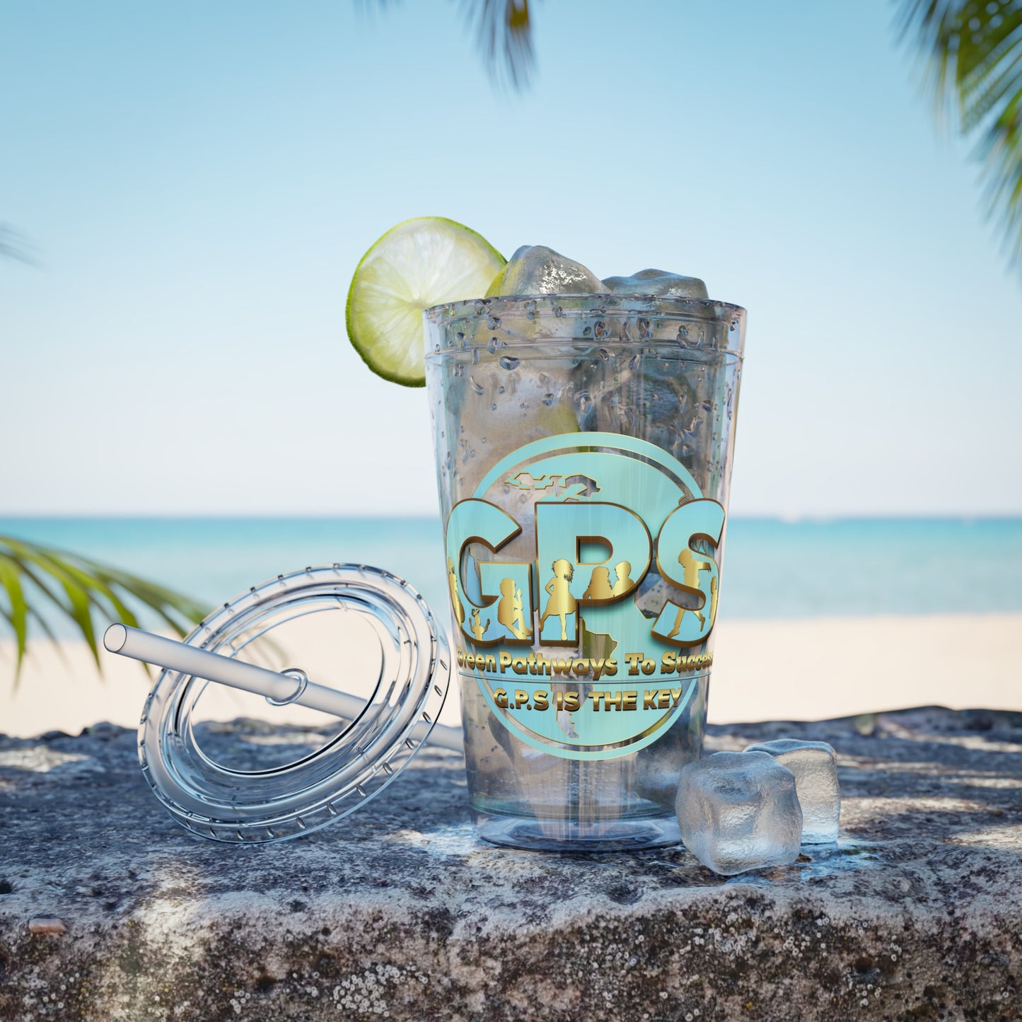 Sunsplash Tumbler with Straw, 16oz - GPS-1